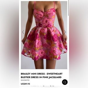 Showpo Brailey Mini Dress - sweetheart bustier in pink jacquard